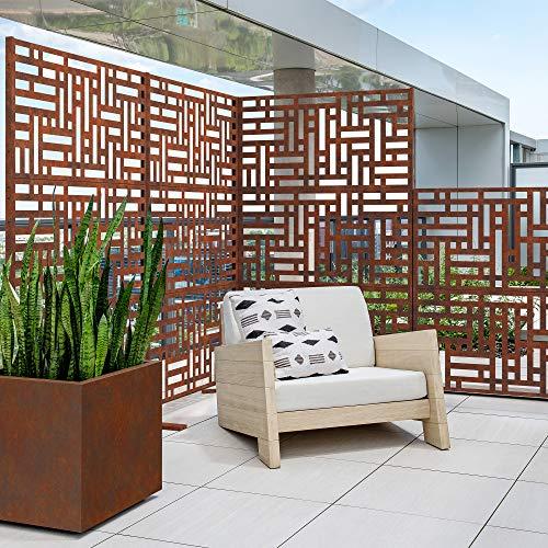 Veradek Corten Steel 76" Freestanding Outdoor Privacy Screen