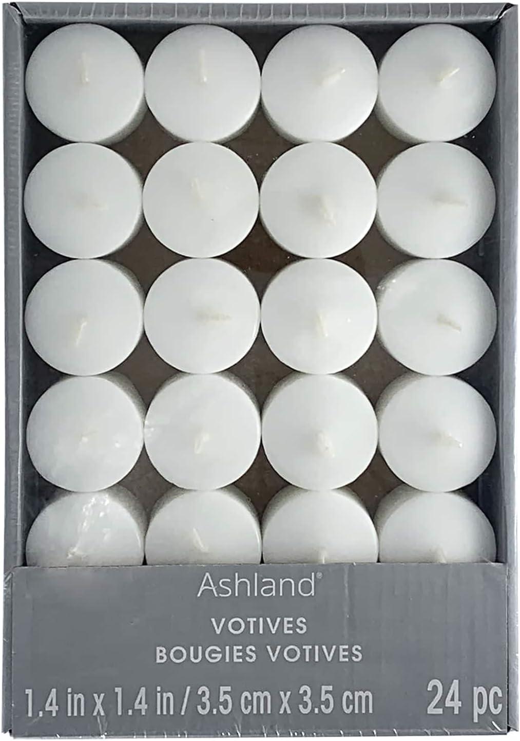 White Palm Wax Unscented Votive Candle Set, 24-Pack