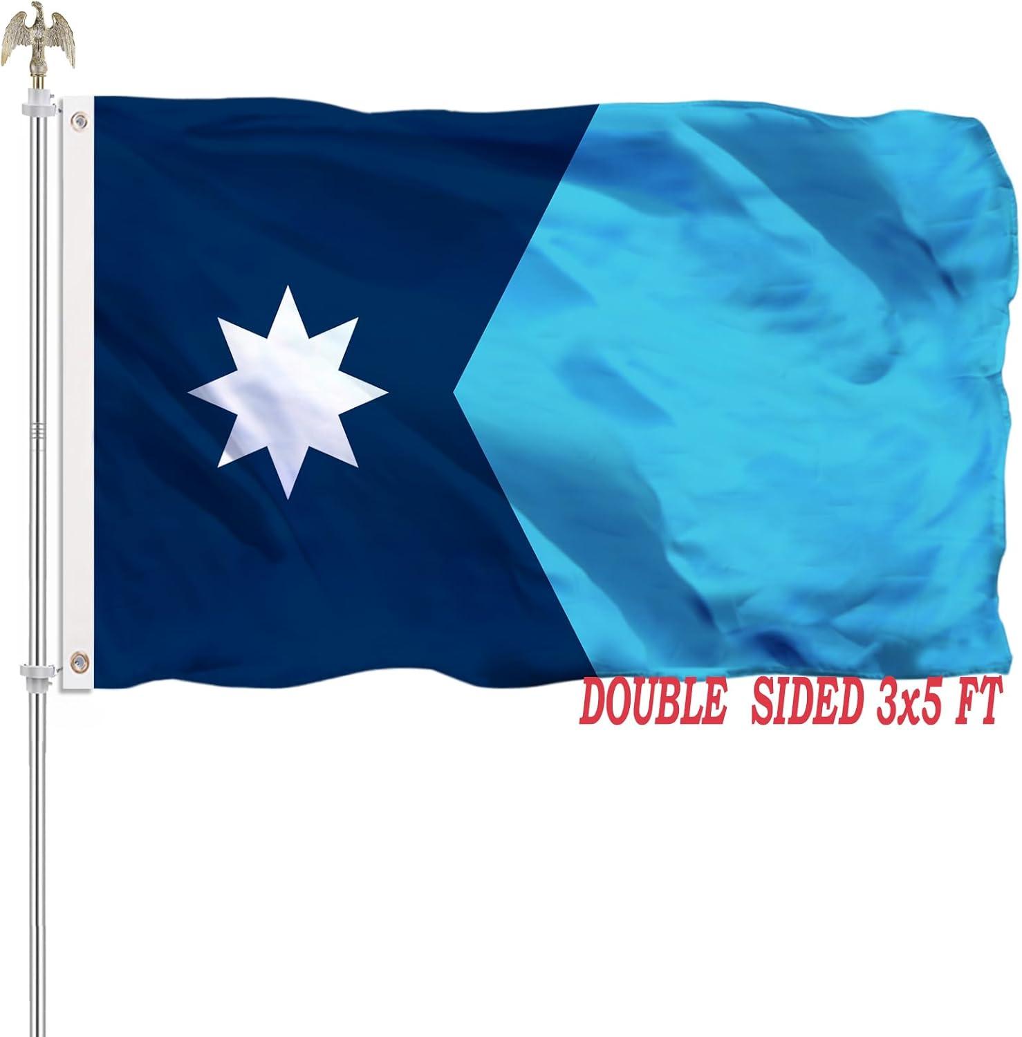 New Minnesota State Flag 3x5 Outdoor MN Flag 2 Rows Stitched Edge Canvas Header with 2 Brass Grommets