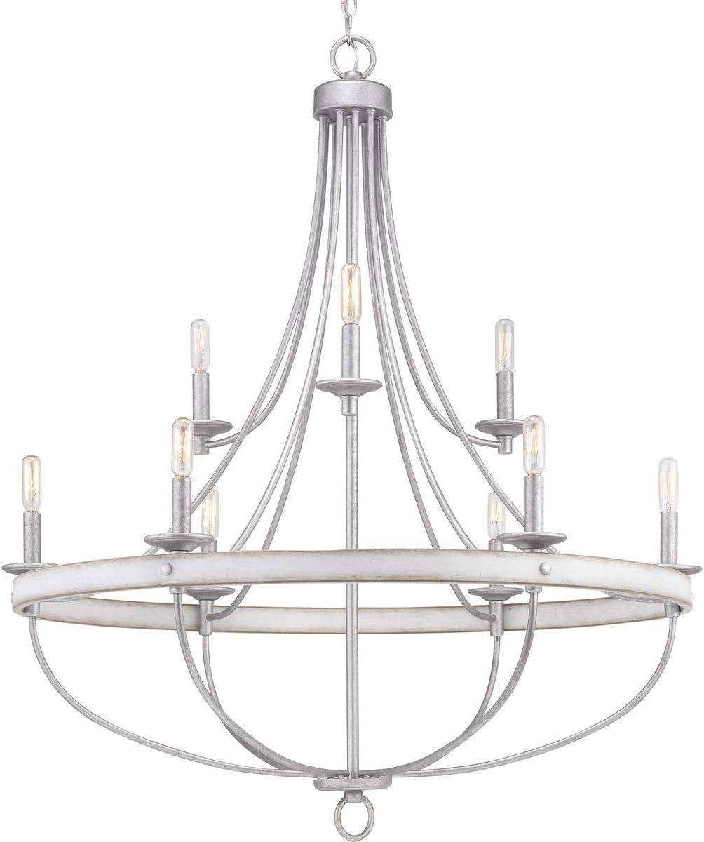 Gulliver Galvanized 9-Light Coastal Chandelier with Antique White Accents