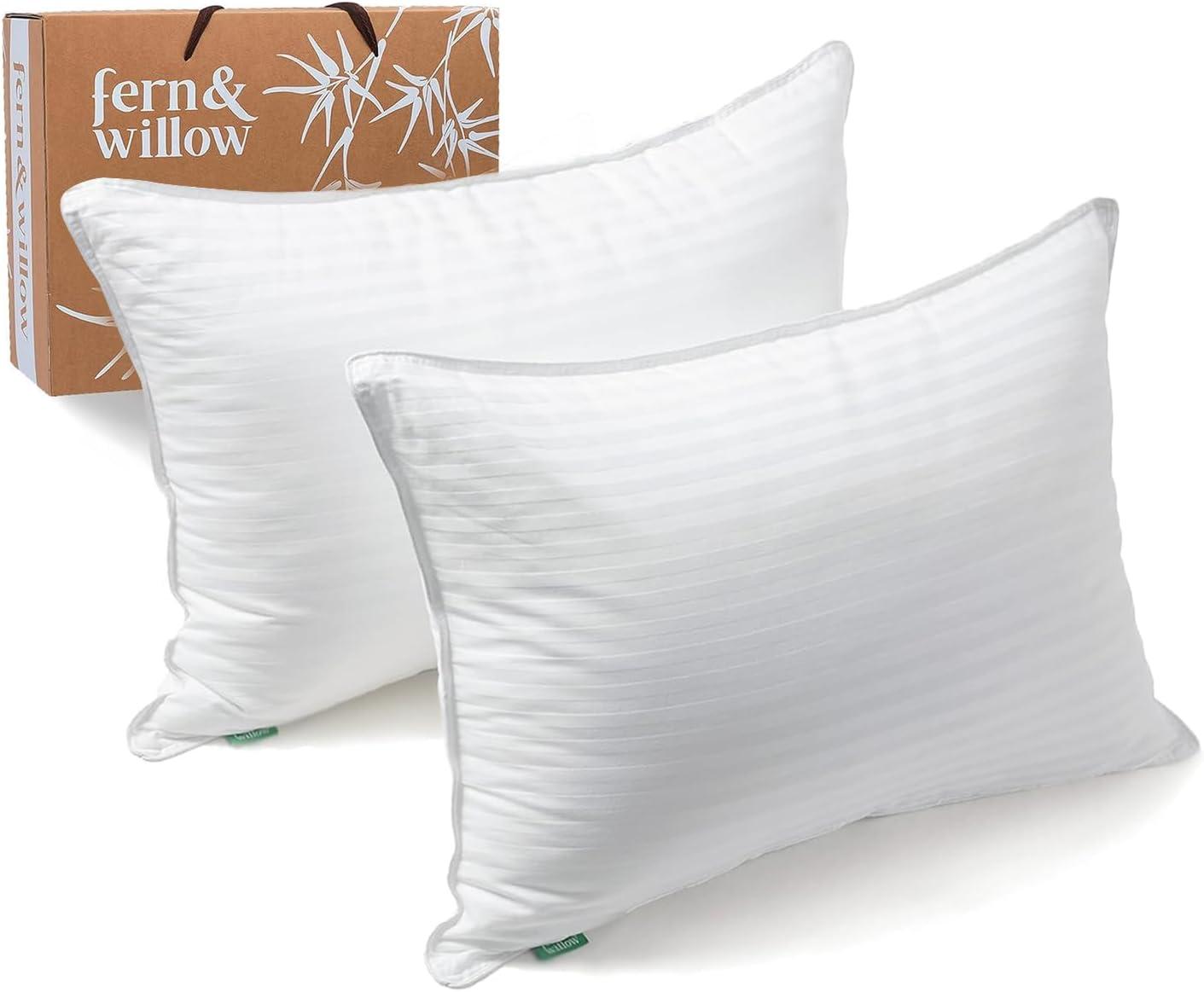 King Size White Hypoallergenic Down Alternative Pillows - Set of 2