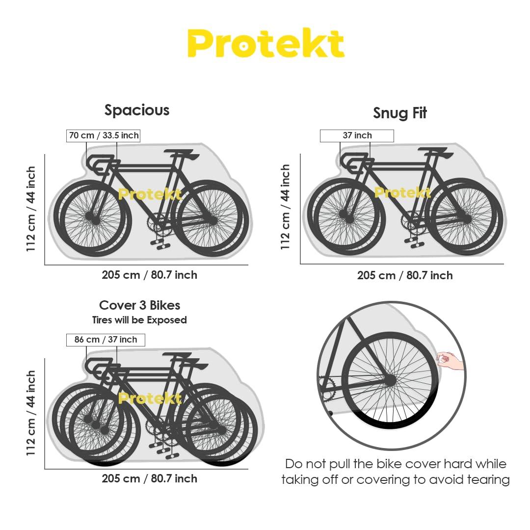 Protekt Bike Cover for 2-3 Bikes - Stationary Heavy Duty Bike Covers for Outdoor Storage | Rain Dust Resistant, UV Coated Bike Cover Waterproof with Lock Holes & Storage Bag for Bicycle Cover/E-Bikes