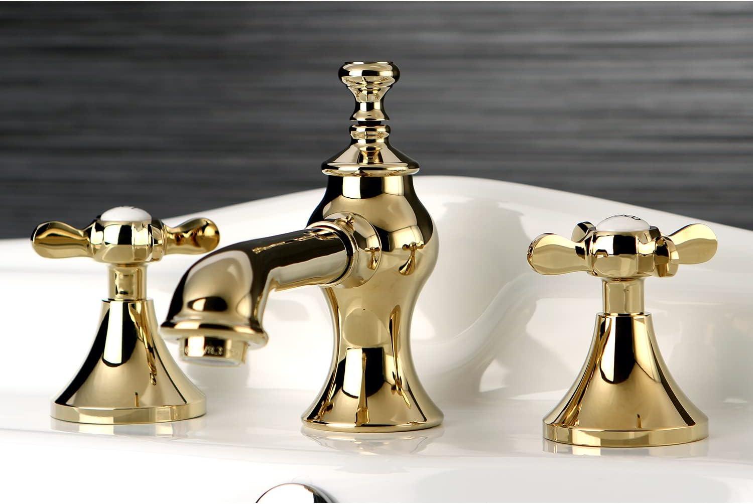 Kingston Brass Kingston Brass Essex Two-Handle 3-Hole Deck Mount Widespread Bathroom Faucet with Brass Pop-Up Drain KC7067BEX
