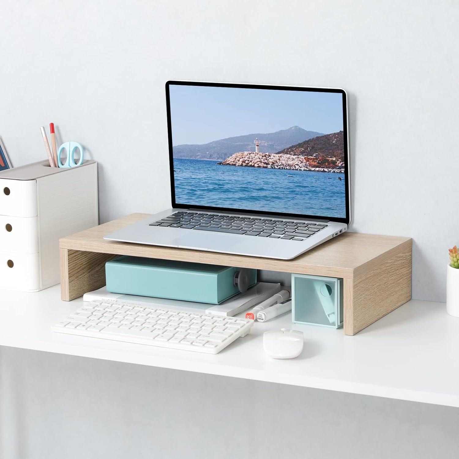 Maple MDF 20-Inch Monitor Stand Riser with Keyboard Organizer