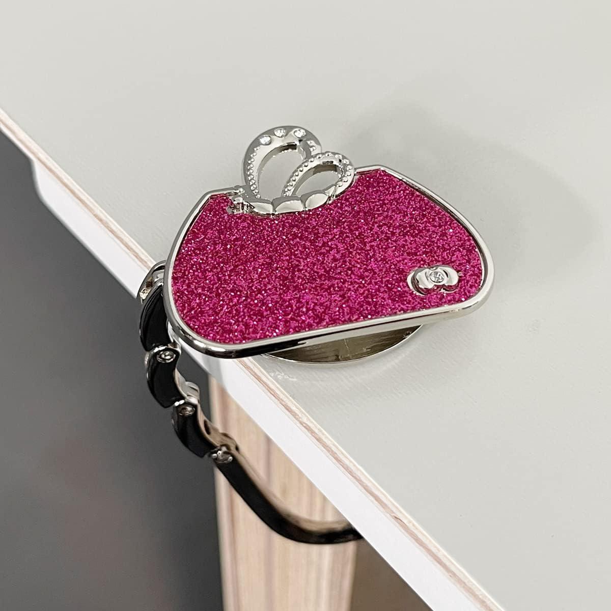 Pink Glittery Metal Purse Hook with Rhinestones