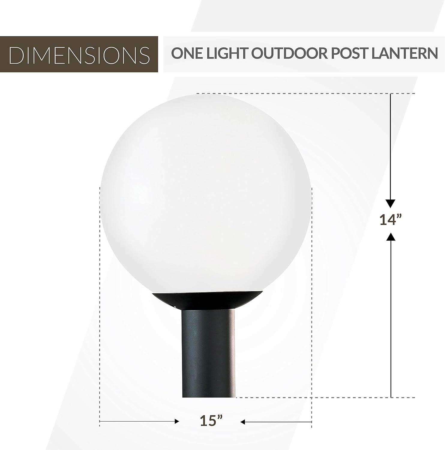 White Plastic Globe Outdoor Post Lantern with Acrylic Shade