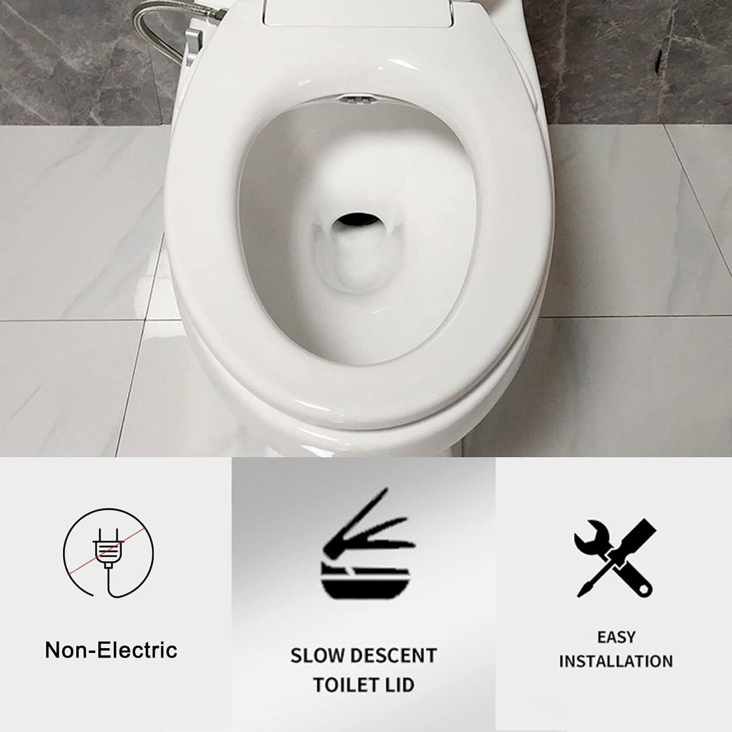 MyDepot Non-Electric Elongated Bidet Toilet Seat with Dual-Mode Nozzle