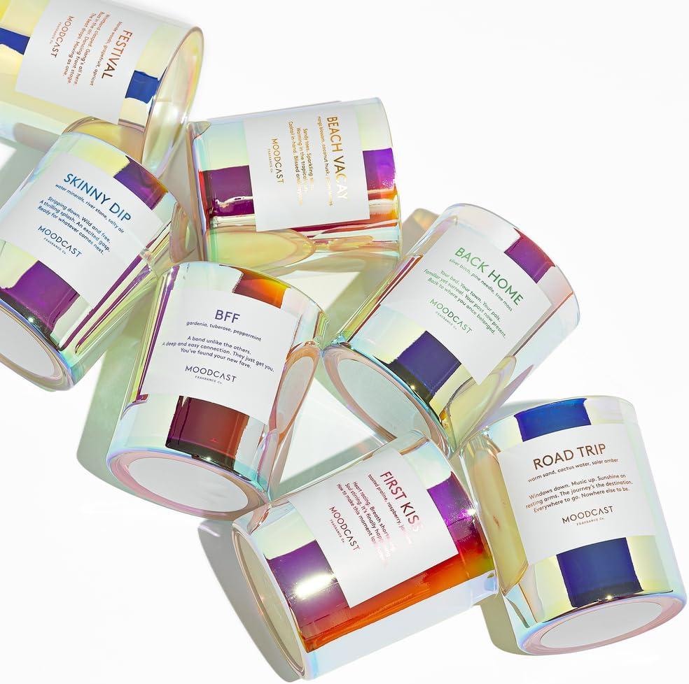 Beach Vacay Iridescent Glass Scented Candle with Mango Blossom and Coconut