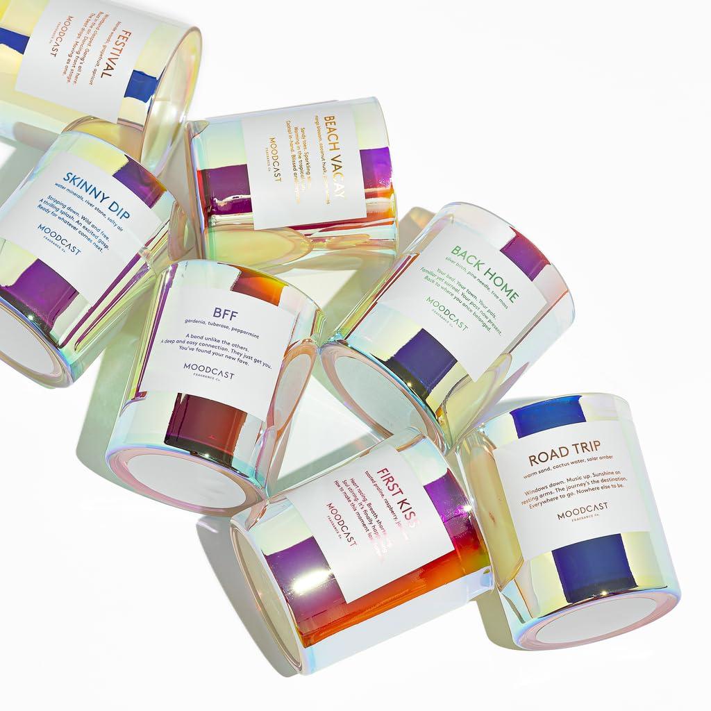 Beach Vacay Iridescent Glass Scented Candle with Mango Blossom and Coconut