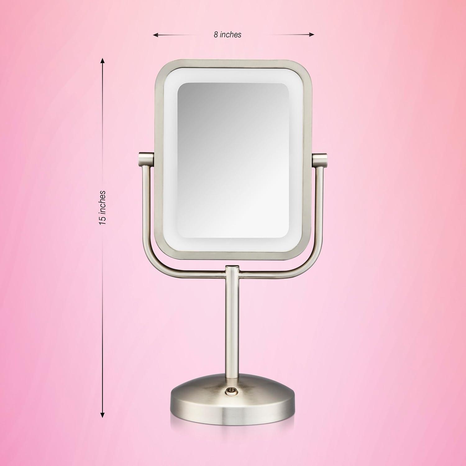 Frameless Lighted Magnifying Makeup / Shaving Mirror