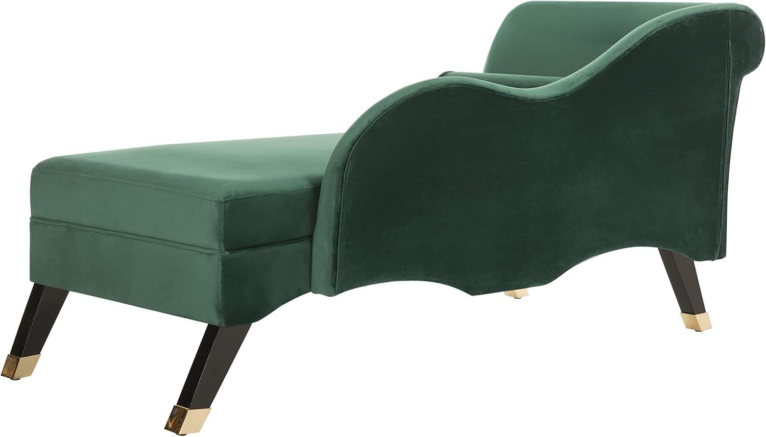 SAFAVIEH Caiden Retro Chic Velvet Chaise with Pillow, Emerald/Espresso