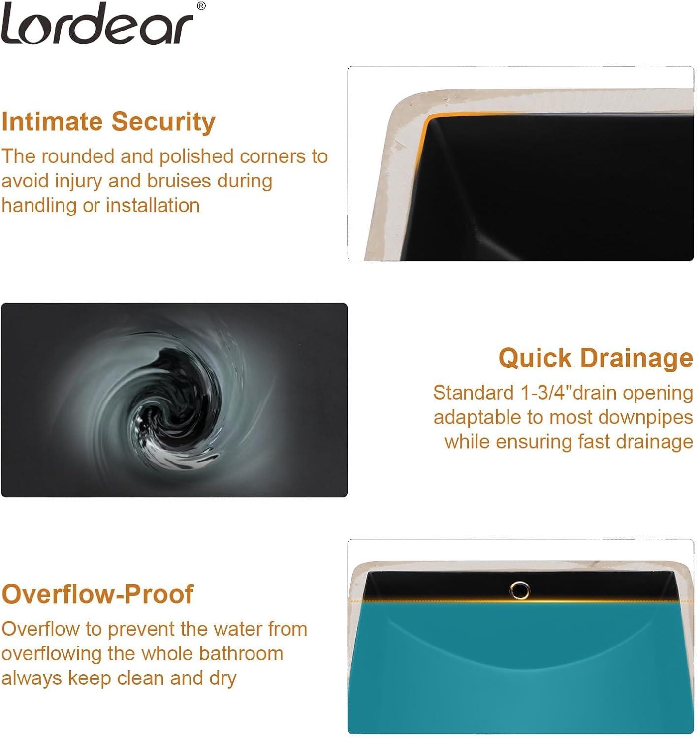 18" L x 14" W Undermount White Ceramic Rectangle Sink Under Counter Basin Bathroom Sink