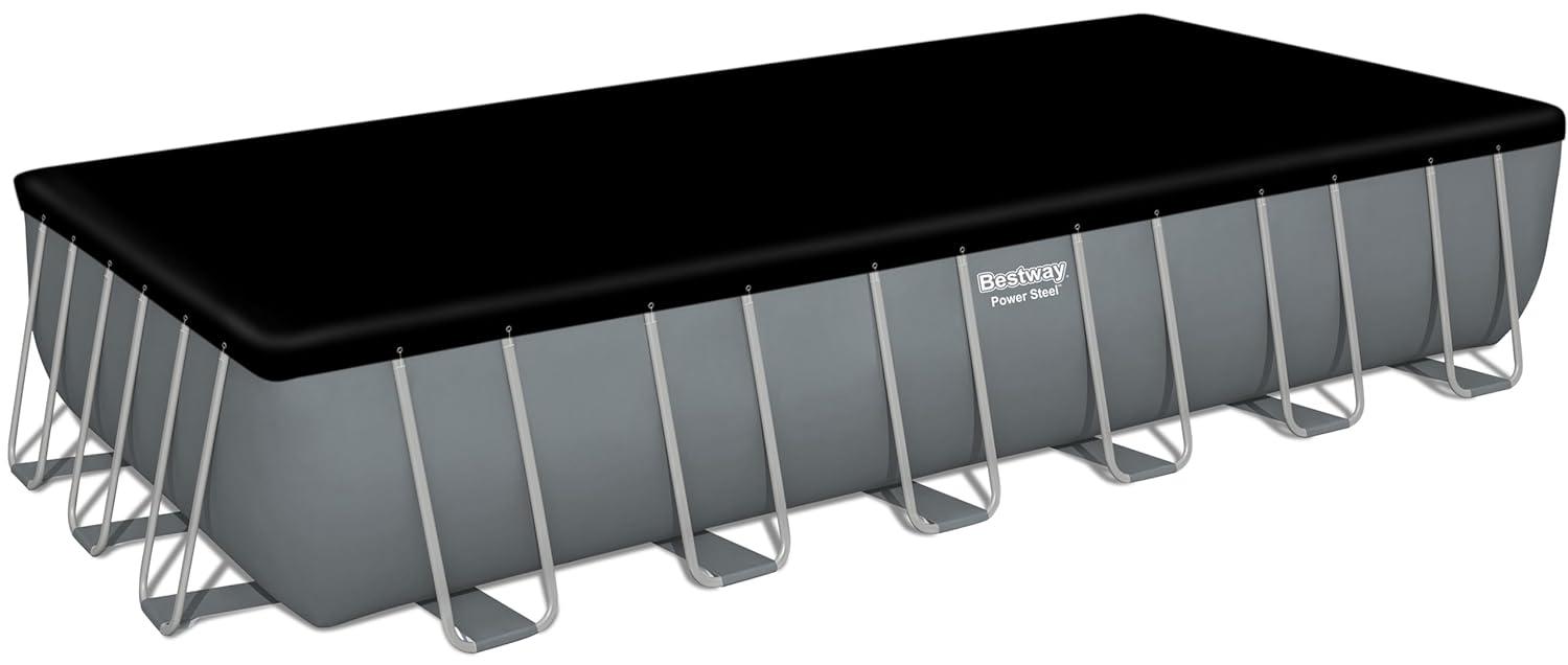 Bestway 24-ft x 12-ft x 52-in Metal frame Rectangle Above-Ground Pool with Filter Pump with Pool Cover with Ladder