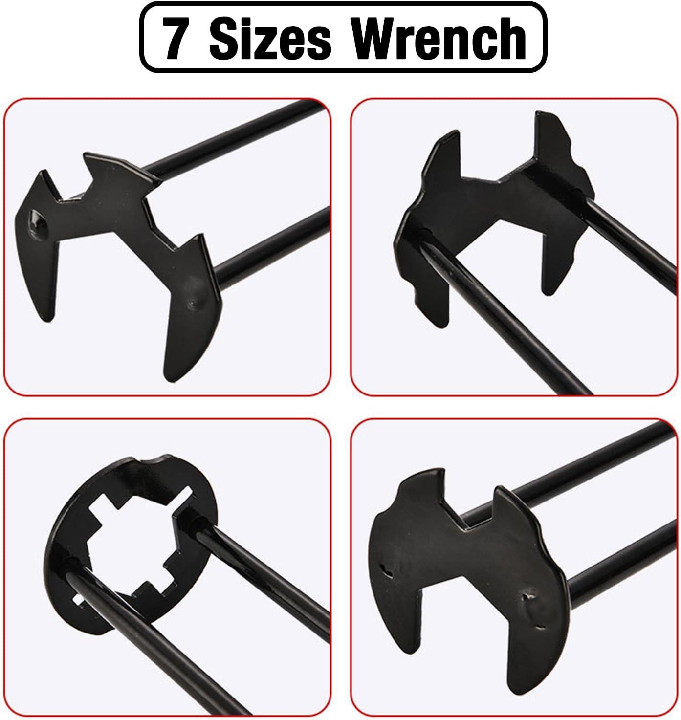 2pcs Basin Wrench Multifunctional Sink Wrench 7 Sizes Faucet Tool Four-jaw Hex Spanner Universal Plumbers Tool for Tight Spaces Kitchen Bathroom Home