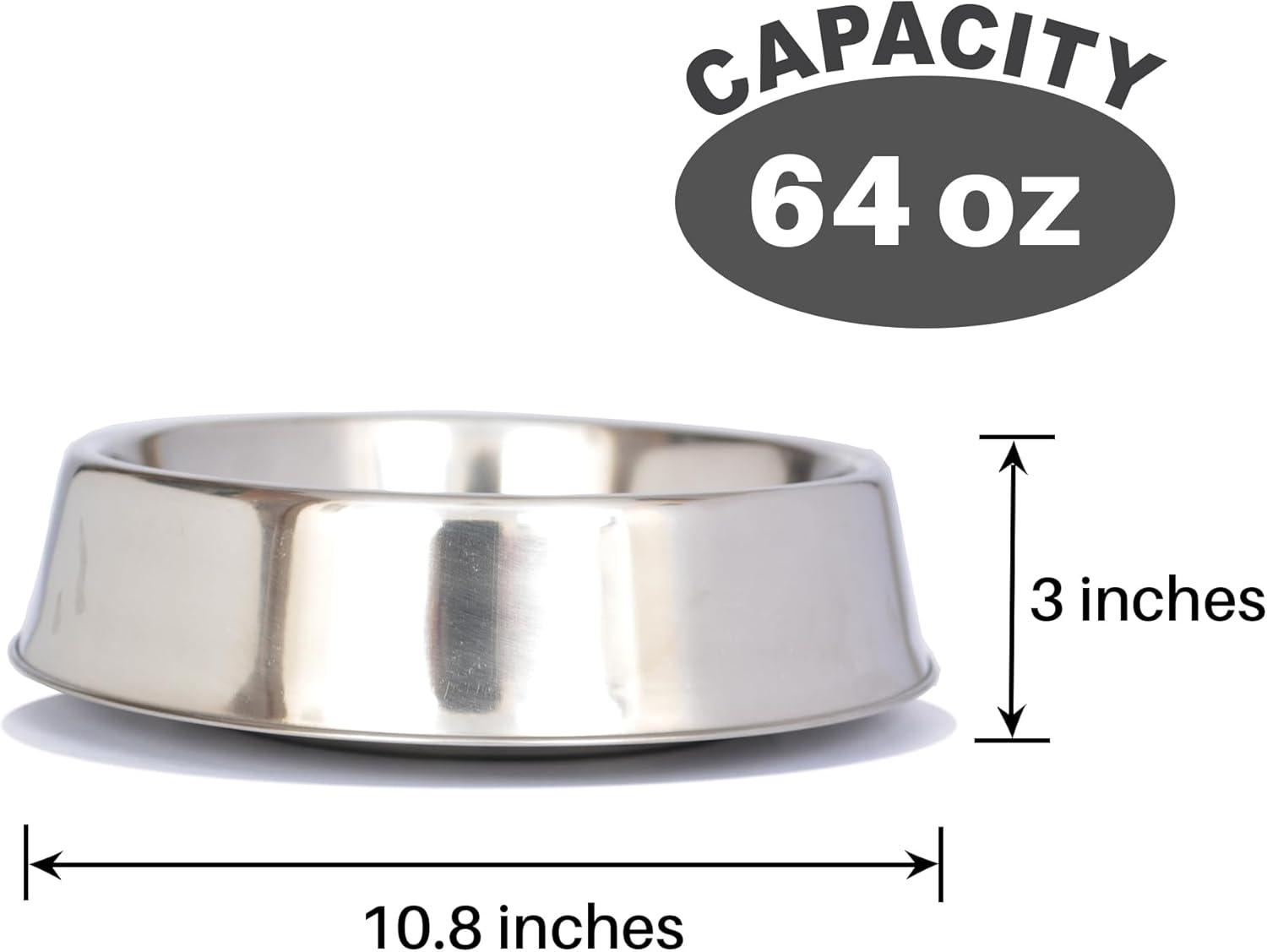 Iconic Pet 92195 Anti Ant Stainless Steel Non Skid Pet Bowl for Dog or Cat- 64 oz - 8 cup