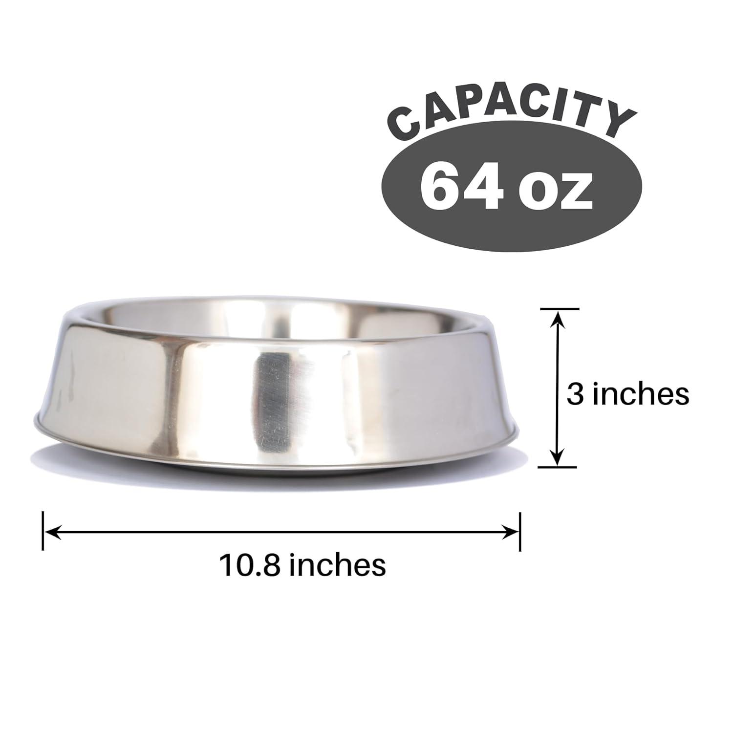 Iconic Pet 92195 Anti Ant Stainless Steel Non Skid Pet Bowl for Dog or Cat- 64 oz - 8 cup