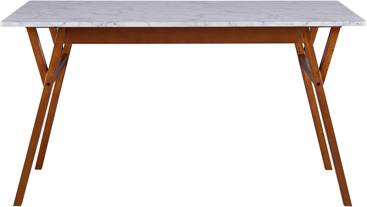 Ashton Rectangular Dining Table: Non-Extension, Trapezoid Base, Modern Style - Teamson Home