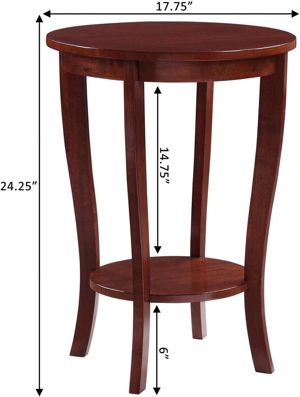 Elegant Mahogany Round End Table with Lower Shelf, 18"