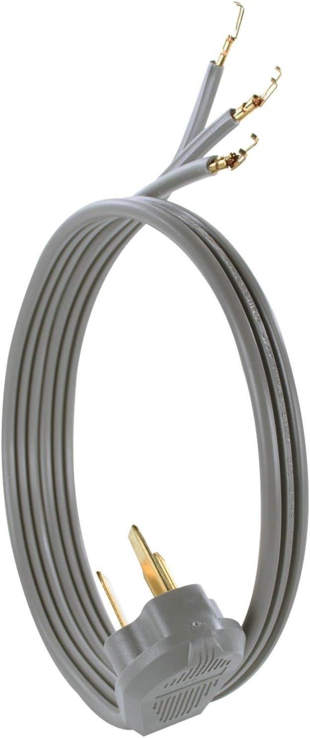 Certified Appliance Accessories 40-Amp Appliance Power Cord, 3 Prong Range Cord, 3 Wires with Open-End Connectors, 6 Feet, Copper Wire