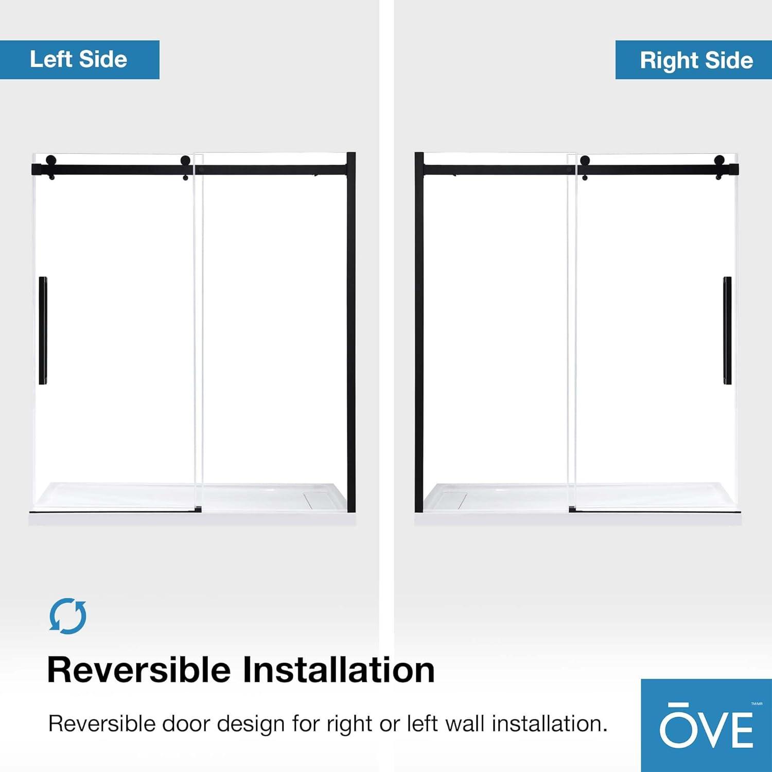 OVE Decors Bel Soft Close Black 72-in x 78.75-in Frameless Sliding Soft Close Shower Door