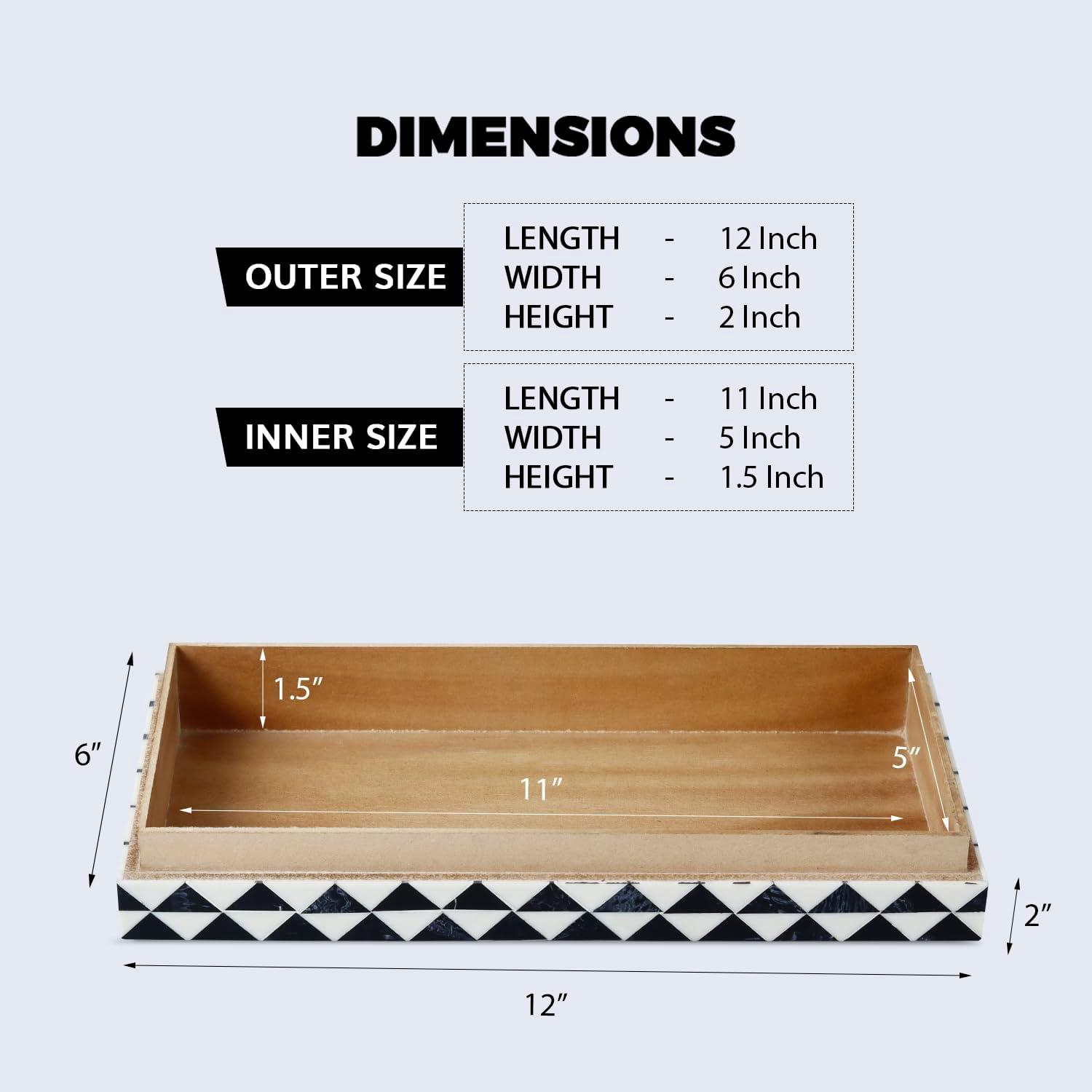 Handicrafts Home Decorative Fancy Boxes for Shelves Handmade Box Modern Storage Accessories Organizer for Home Decor 12x6x2, Marquet Prism