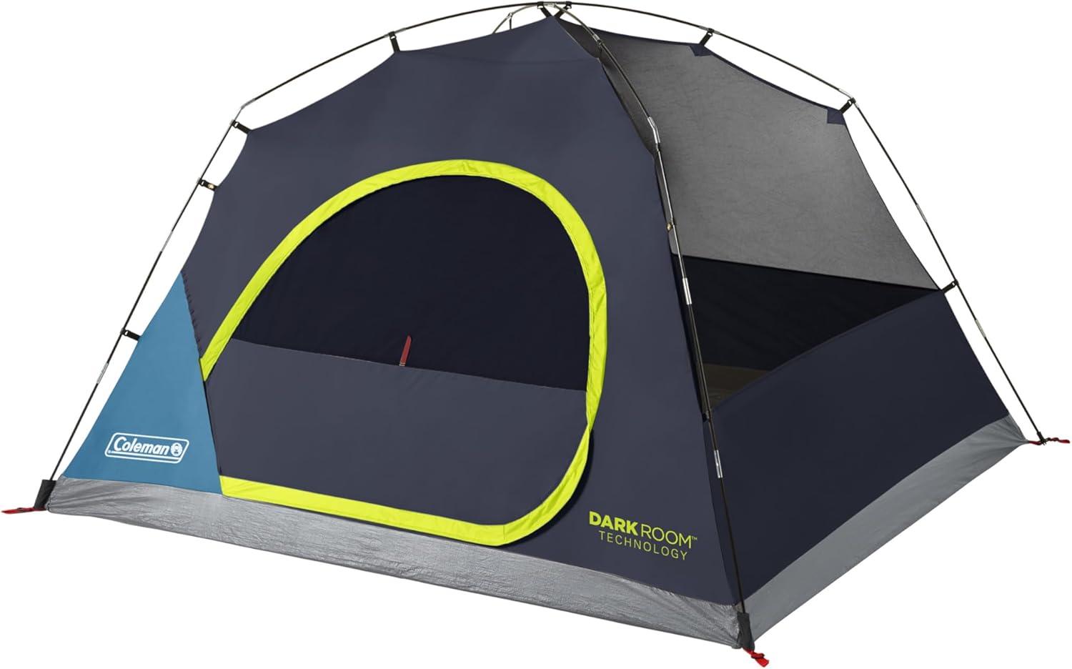 Open Box Coleman Skydome 4 Person Camping Tent with Dark Room Tech, Multicolor