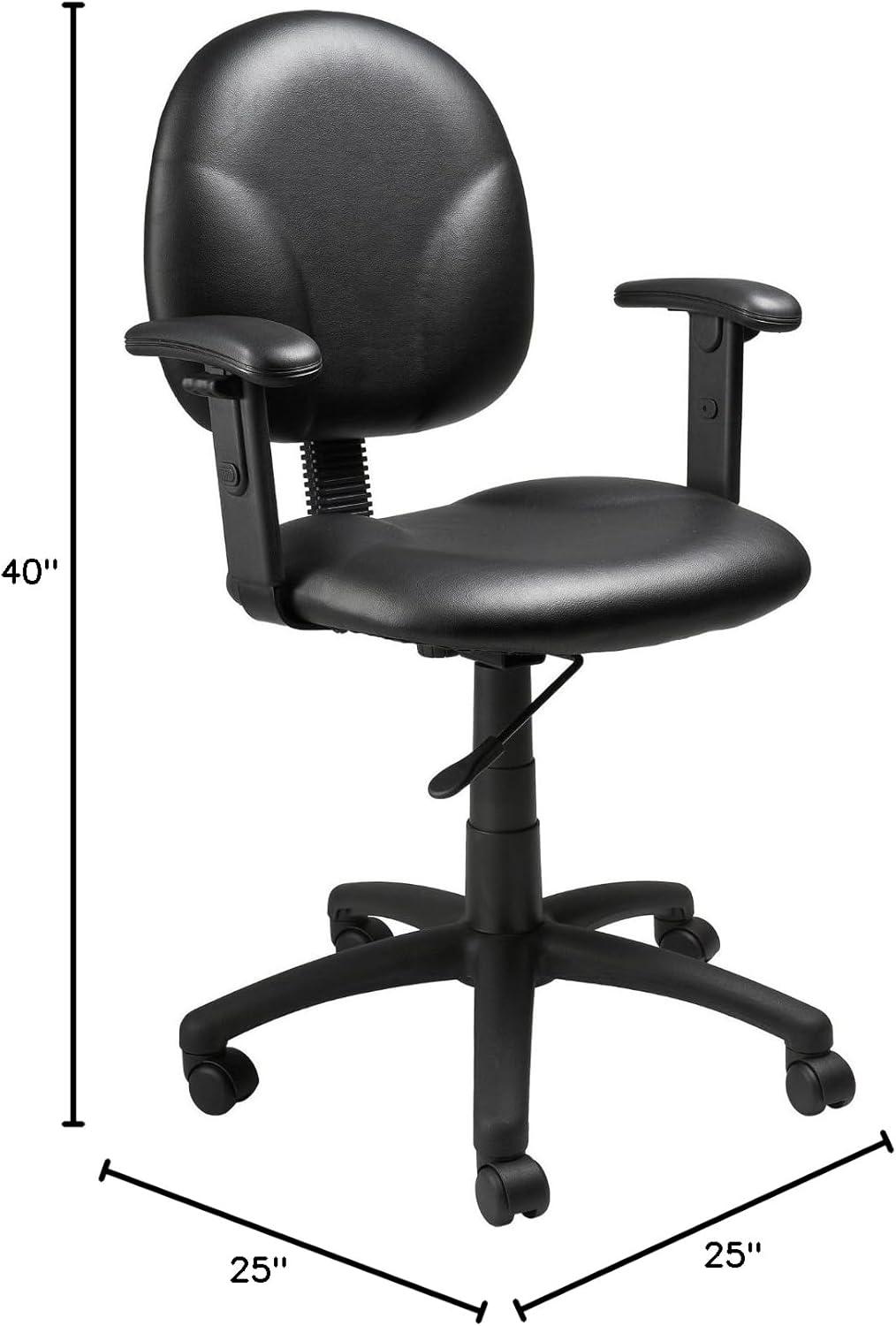 Black Ergonomic Vinyl Task Chair with Adjustable Arms