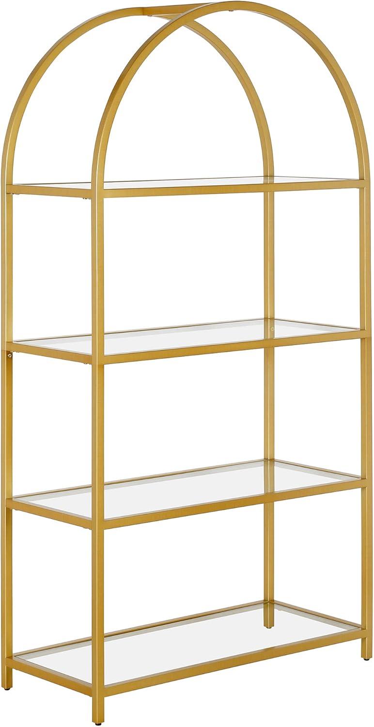 Evelyn&Zoe Garrett 62" Tall Rectangular Bookcase, Brass