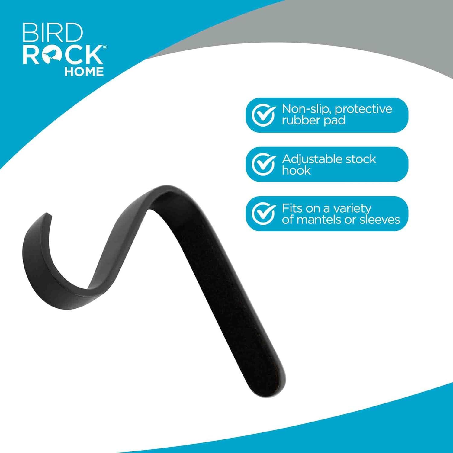 BIRDROCK HOME 4 Pack Christmas Stocking Mantel Hooks - Heavy-Duty Metal Hangers for Fireplace, Brick, and Mantel - Ideal for Holiday Stockings, Garlands, and Decor - Sturdy and Versatile - Black