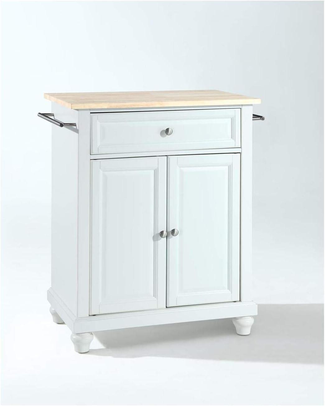 Cambridge 35" White Natural Wood Top Kitchen Island