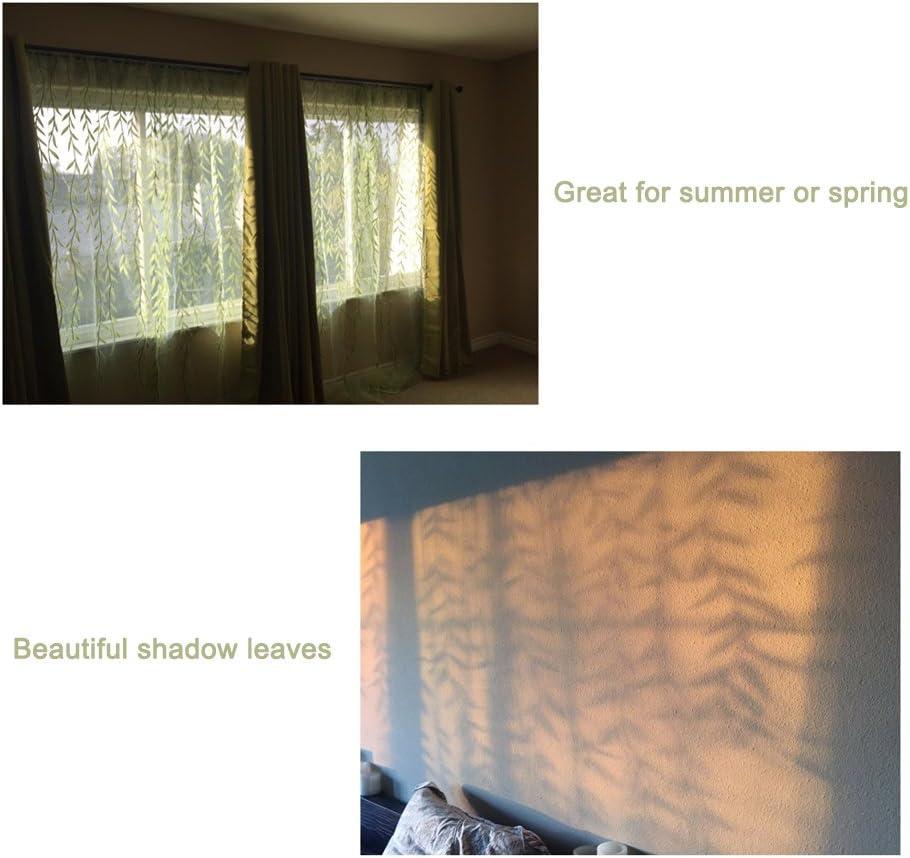 XmhyTop Rely2016 2 Pieces Willow Window Curtain Voile Tulle Room Salix Leaf Sheer Gauze Curtain Voile Panel Drapes Curtain Green Color for Living Room, Bedroom, Balcony ,100 x 200cm