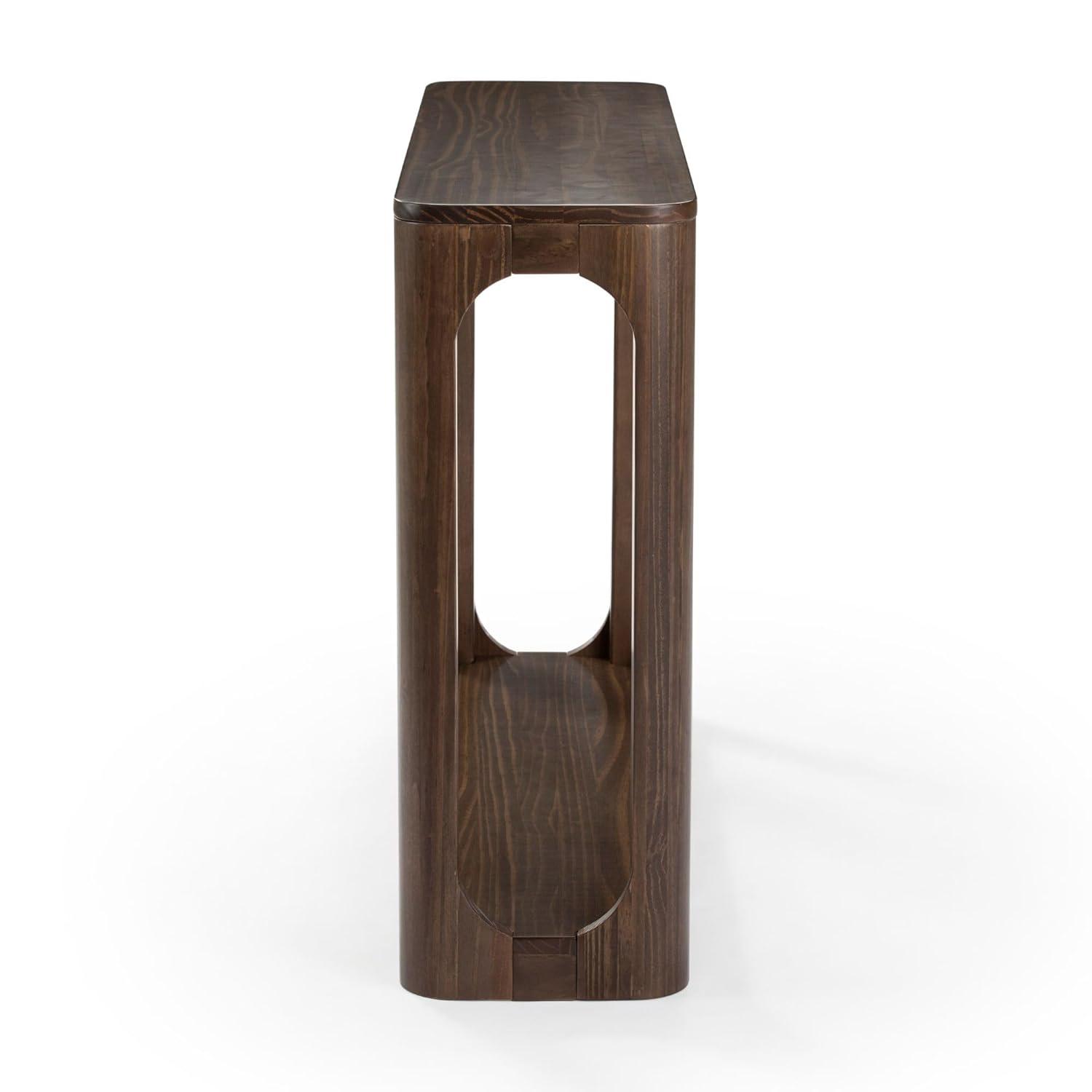 Plank+Beam 46" Solid Wood Console Table, Conture Rounded Edge Sofa Table, Narrow Entryway Table, Console Tables for Entryway, Walnut
