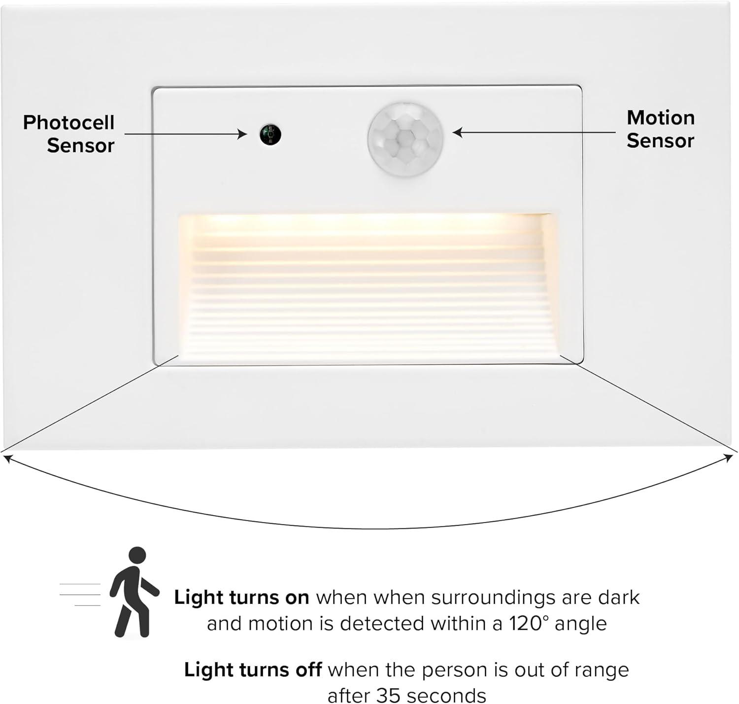 Maxxima Horizontal LED Motion Sensor Step Light, Indoor/Outdoor Stair Light, 3 CCT Color Selectable 3000K/4000K/5000K, White (2 Pack)