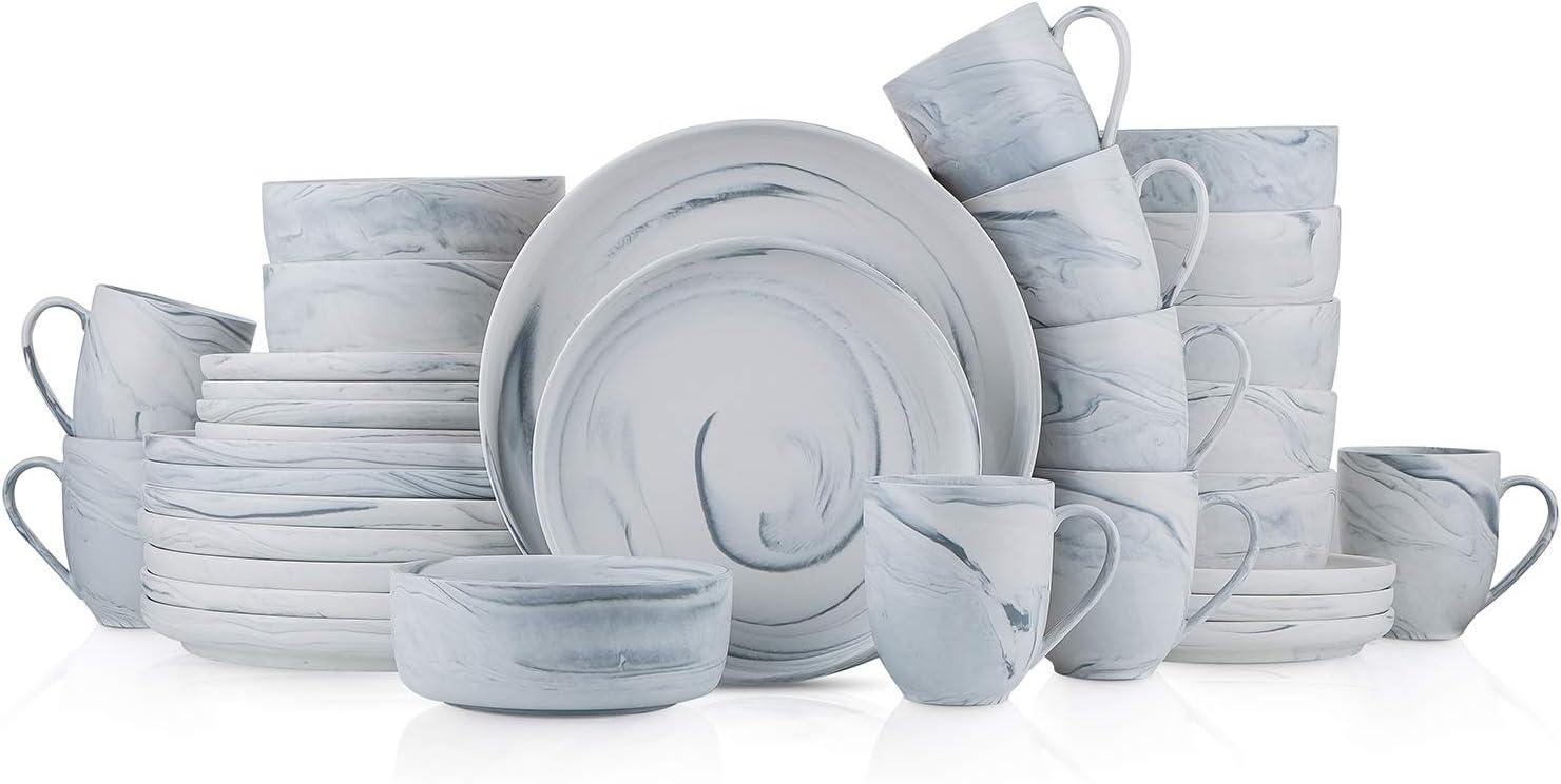 Gray Marble Porcelain 32-Piece Dinnerware Set, Service for 8