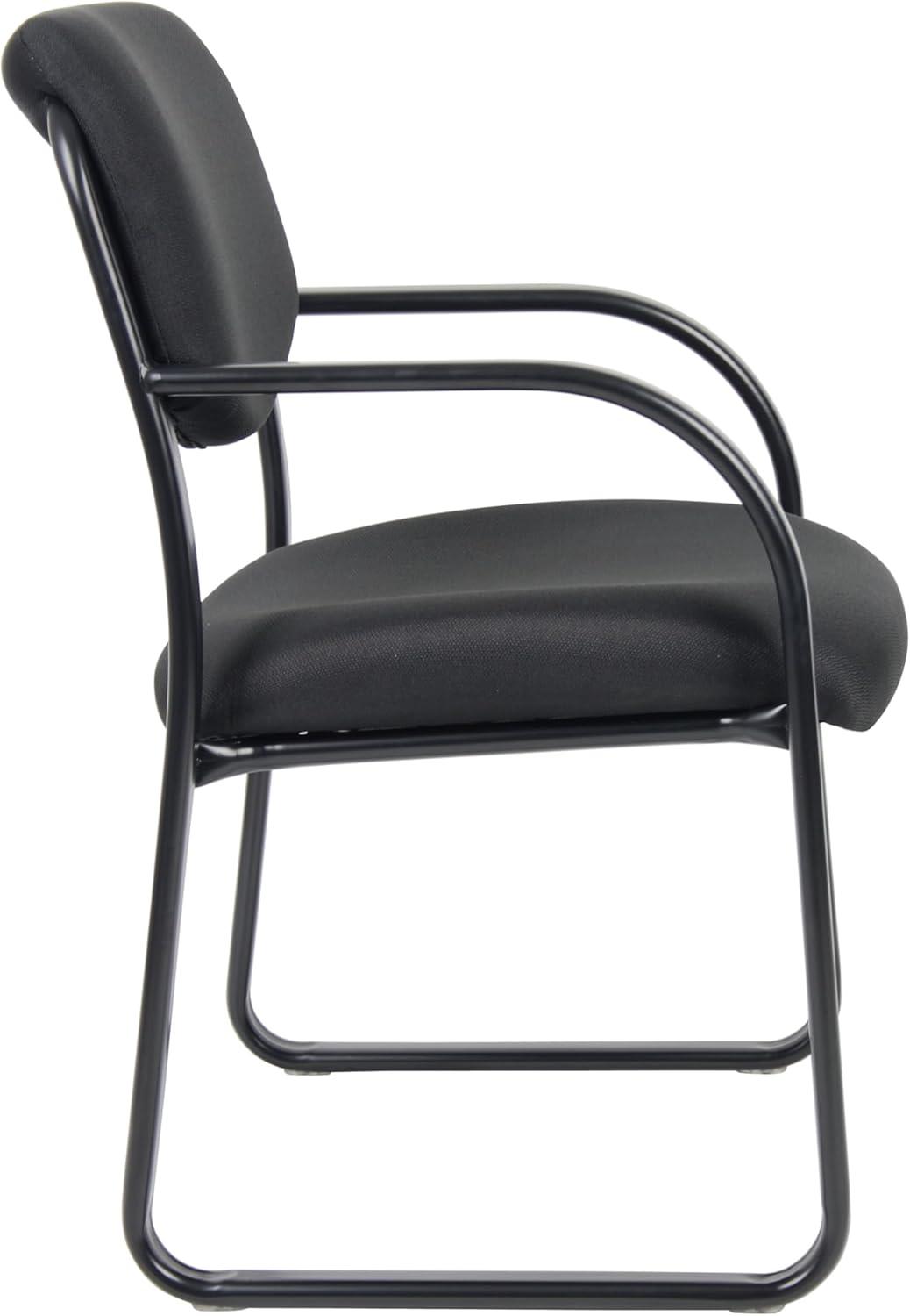 Black Fabric and Steel Mid-Back Guest Chair with Fixed Arms