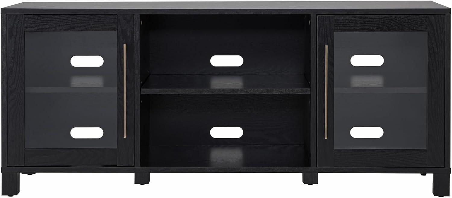 Evelyn&Zoe Quincy Rectangular TV Stand for TV's up to 65", Black Grain