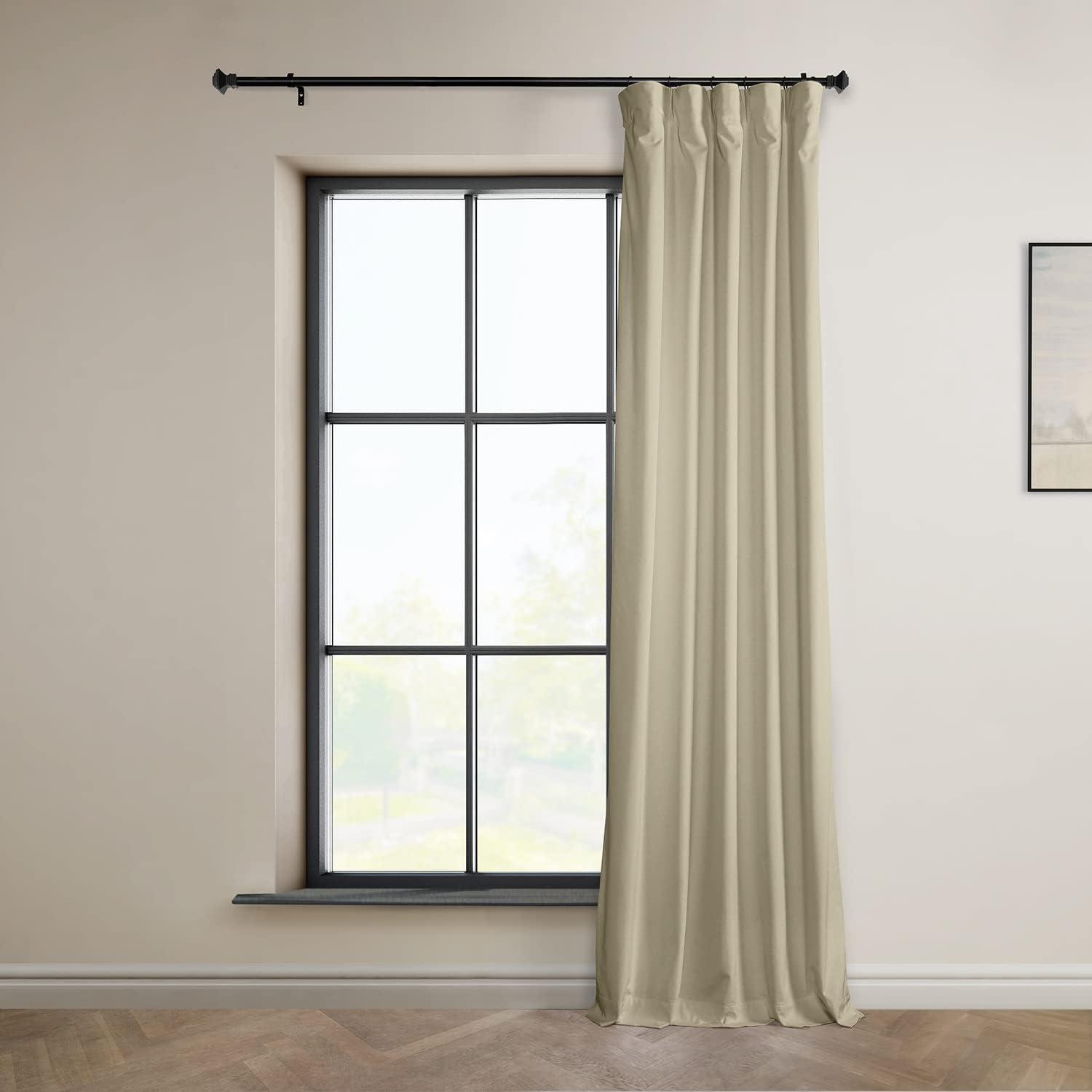 HPD Half Price Drapes Heritage Plush Velvet Curtains 84 Inches Long Room Darkening Curtains for Bedroom & Living Room 50W x 84L, (1 Panel), Macchiato Beige