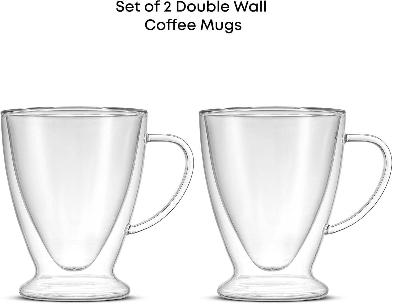 JoyJolt Declan Irish Double Wall Insulated Glass Coffee Cups - Set of 2 -15-Ounces