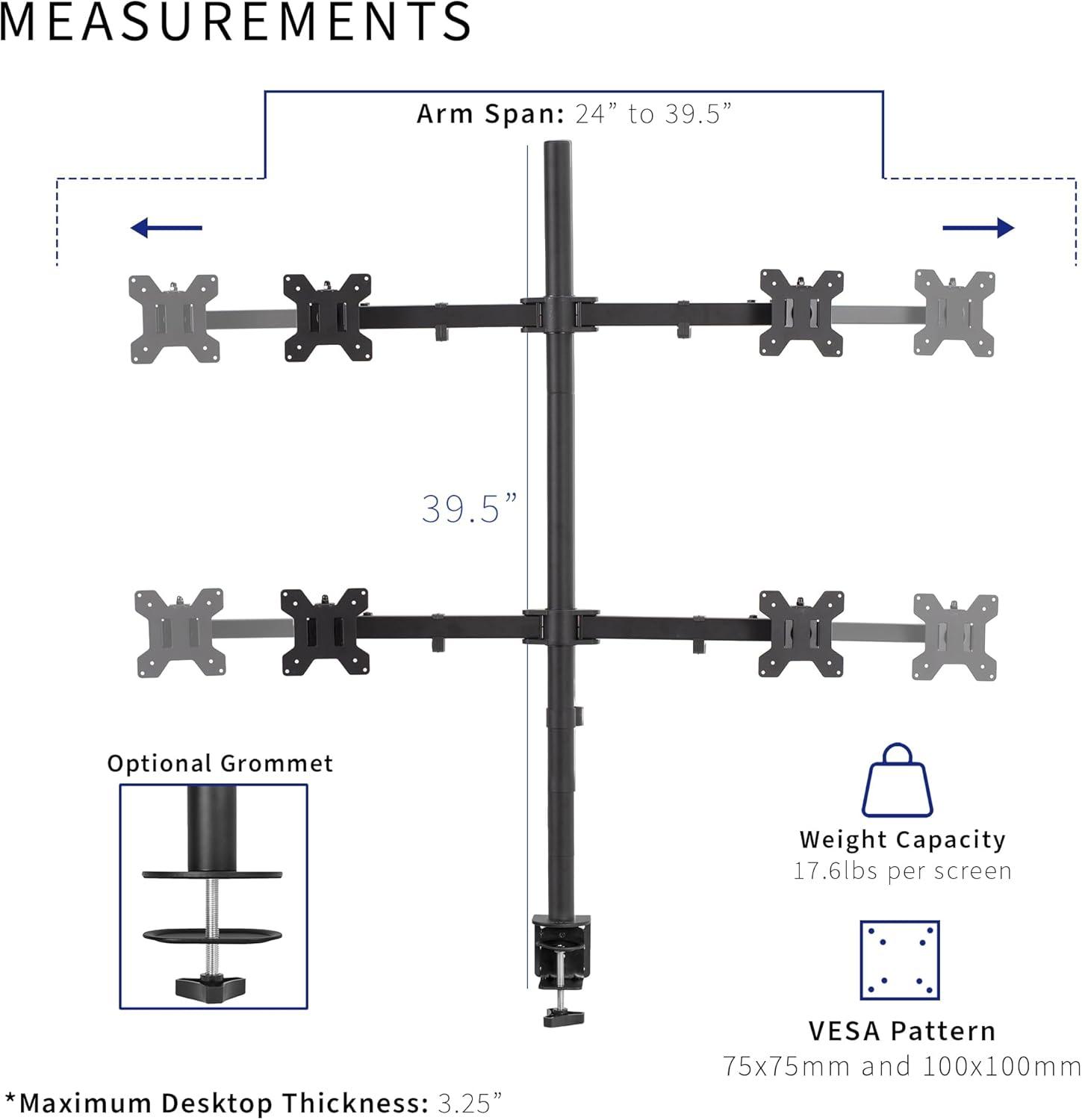 VIVO Telescoping Quad Ultra Wide 27" to 38" Monitor Heavy Duty Desk Mount Stand