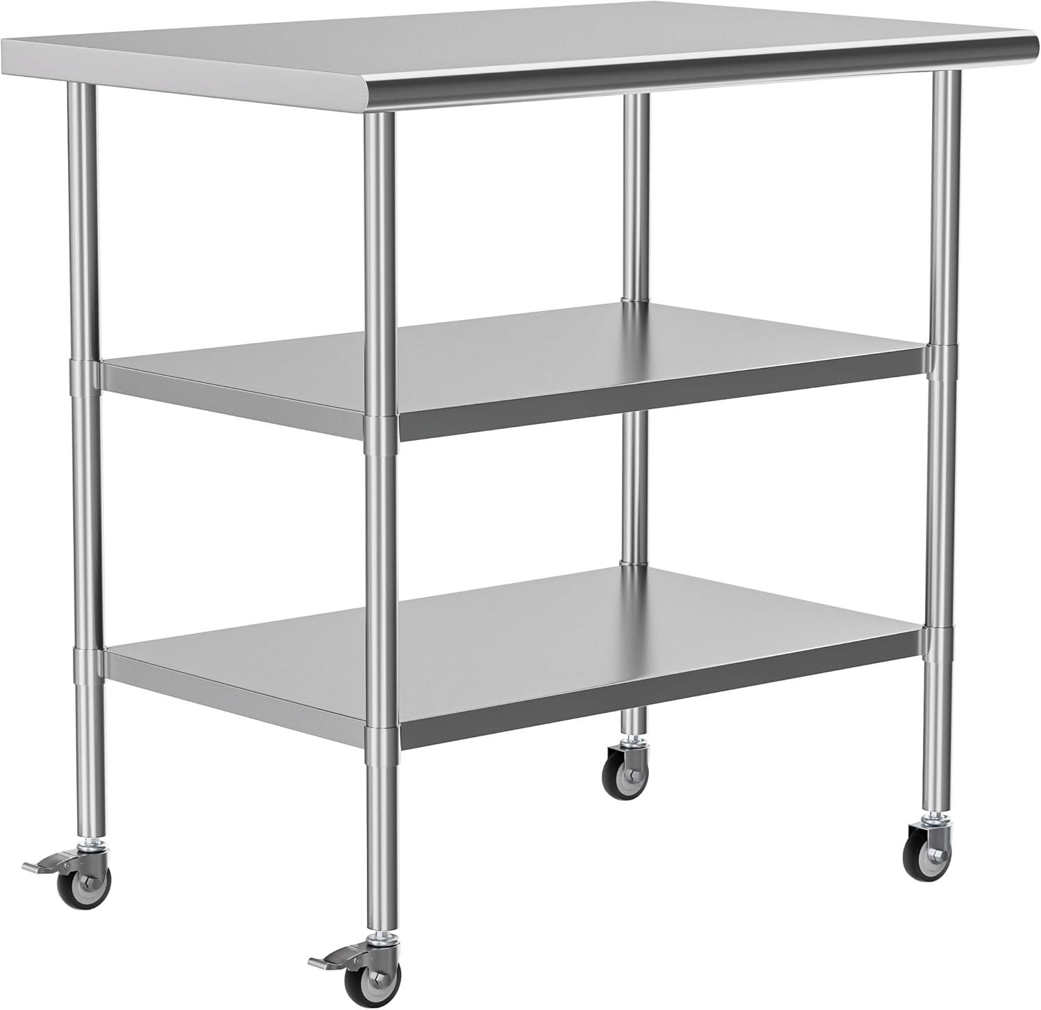 Sakiyr Stainless Steel Work Table, Heavy Duty Commercial Food Prep Table with Undershelf for Home Kitchen