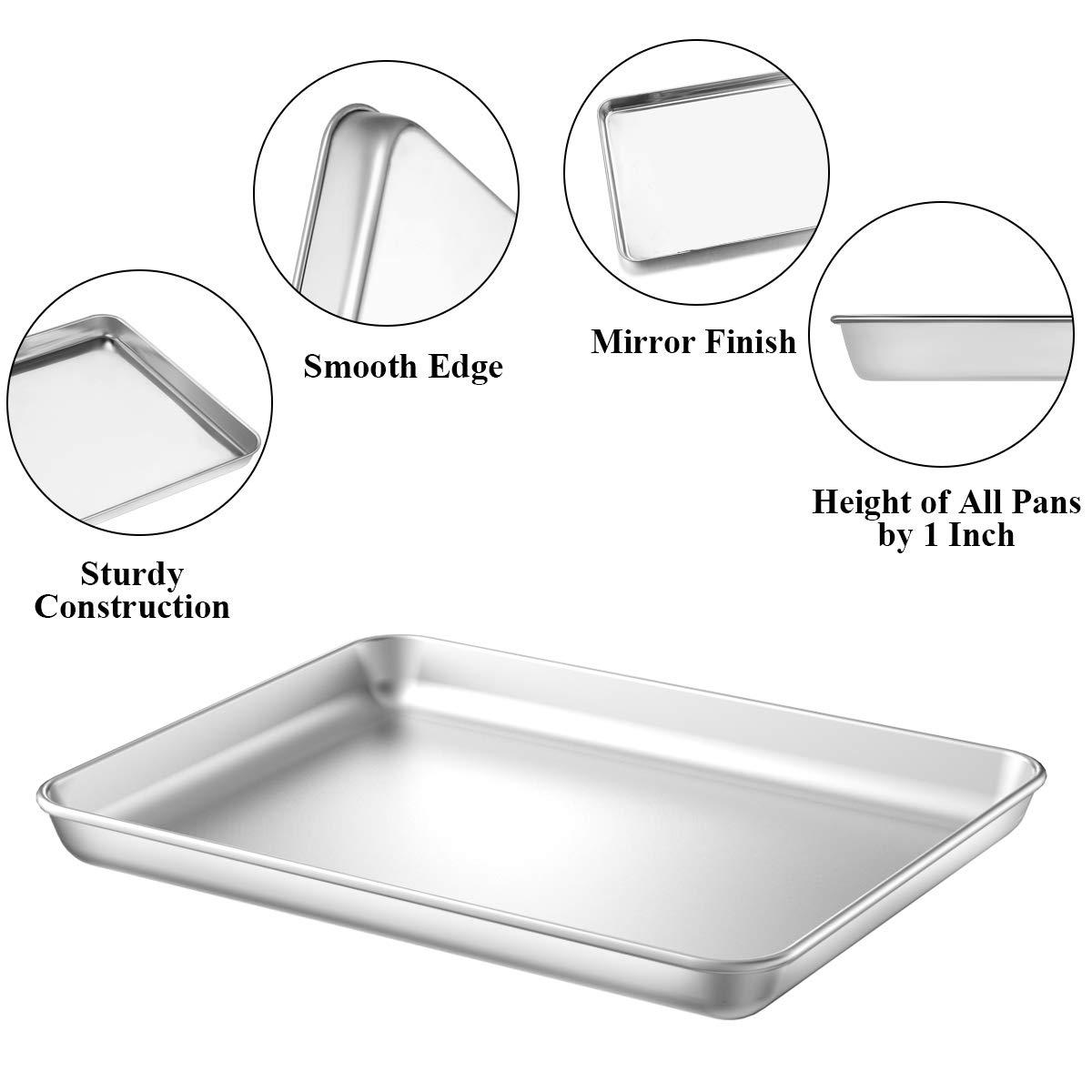 Baking Sheet with Cooling Rack Set [2 Sheets + 2 Racks], GoXteam Stainless Steel Cookie Baking Pan Oven Tray with Rack, 12 x 10 x 1 Inch, Heavy Duty, Non-toxic, Dishwasher Safe