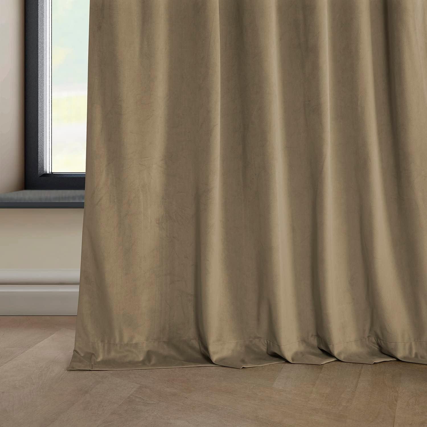 Half Price Drapes Museum Taupe Heritage Plush Velvet Room Darkening Curtains (1 Panel), 50W X 120L