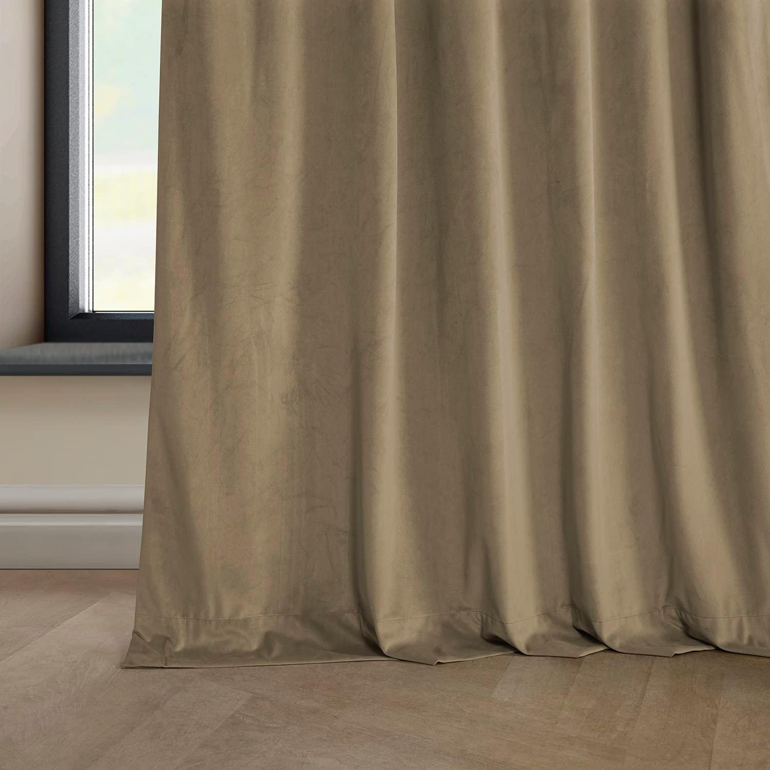 Half Price Drapes Museum Taupe Heritage Plush Velvet Room Darkening Curtains (1 Panel), 50W X 120L