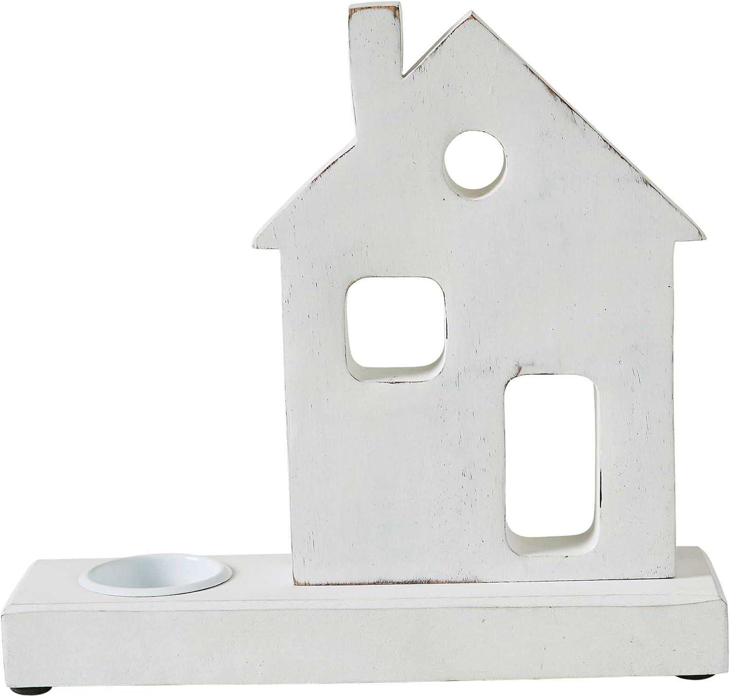 Tealight Holder Village House White 9x8.25x2.5