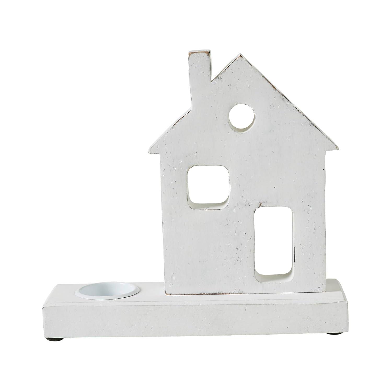VHC Brands Festive Finds Tealight Holder Village House White