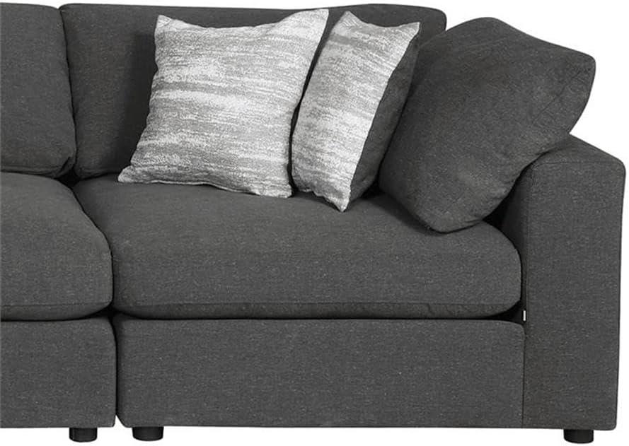 Coaster Serene 4-Piece Fabric Upholstered Sectional with Ottoman in Charcoal