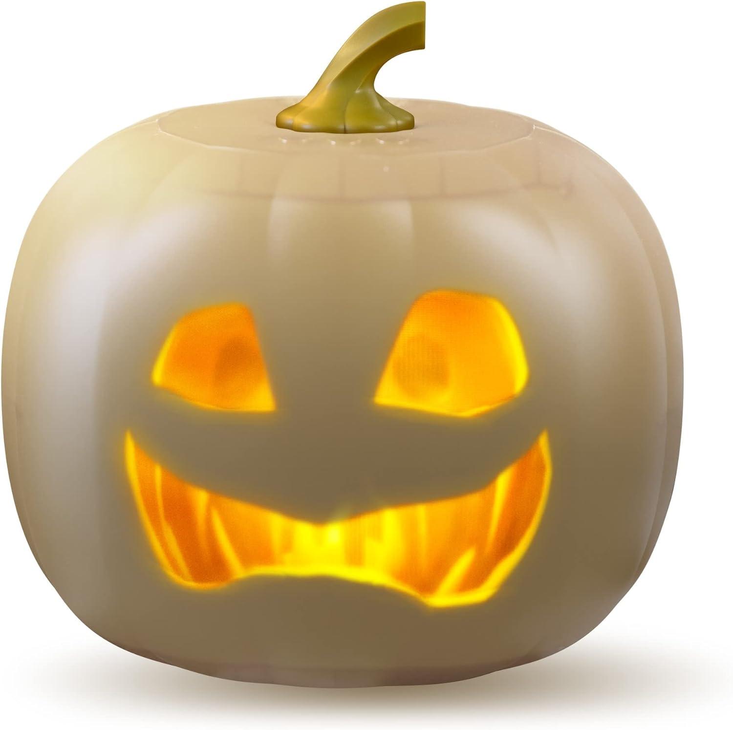 Jabberin Jack XL Talking Animated White Pumpkin with Built in Projector & Speaker Plug'n Play