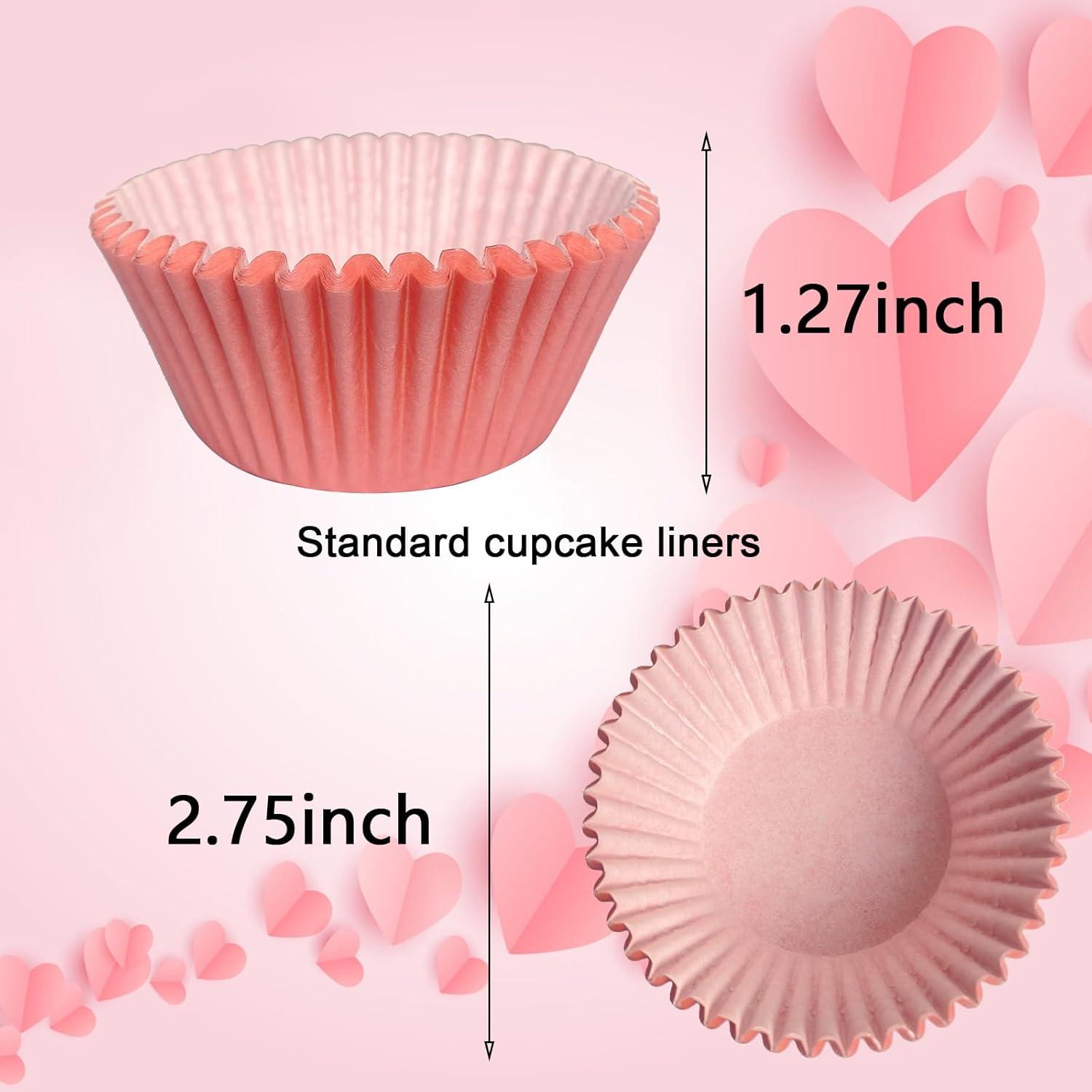 Standard Pink Cupcake Liners 100 Pcs:Pink Cupcake Muffin Liners,Grease-Proof Paper Baking Cups,No Smell Food Grade Baking Cups Paper