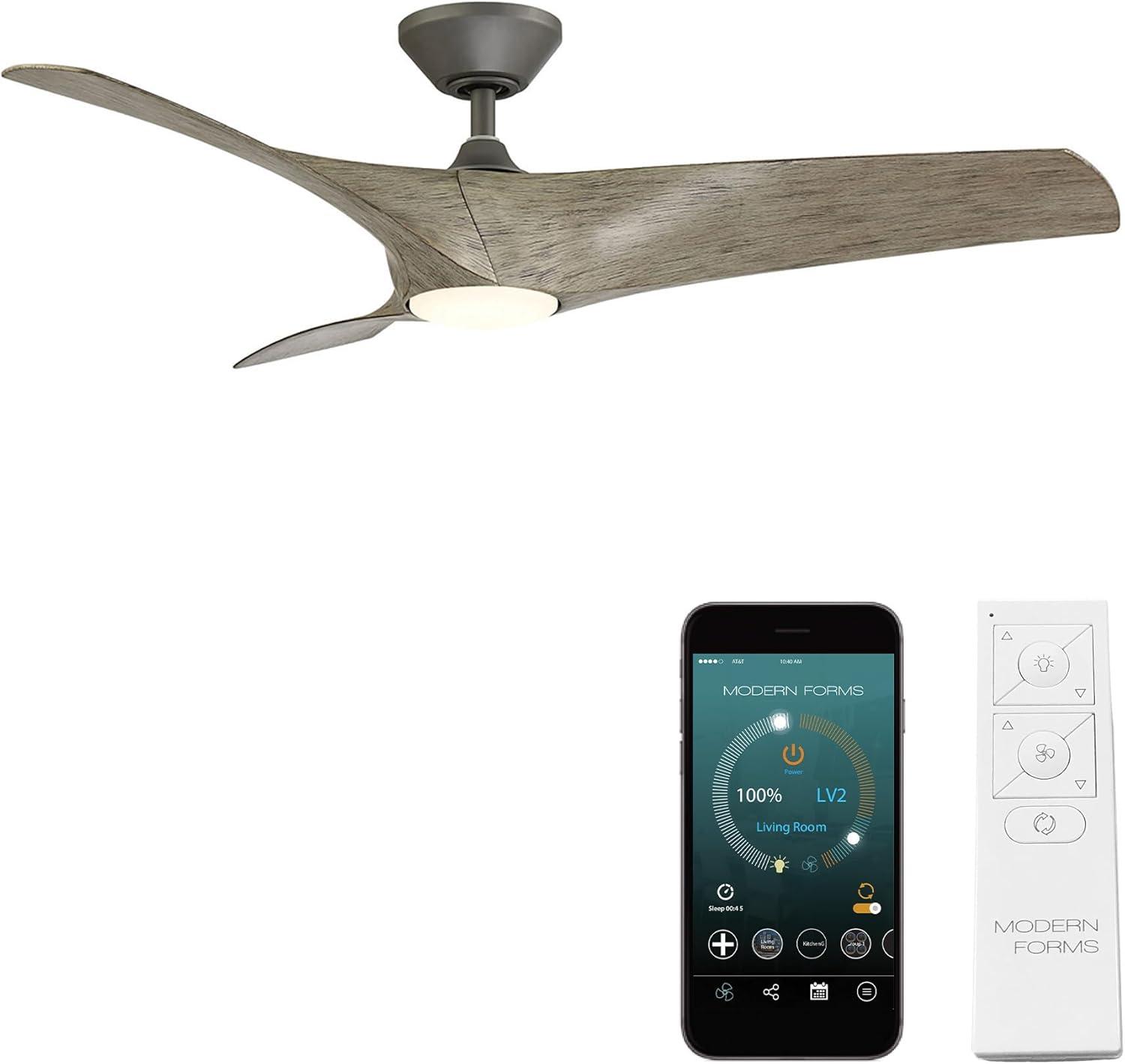 Modern Forms Zephyr 3 - Blade Outdoor/Indoor Smart Ceiling Fan with 2700K-3000K-4000K-5000K Selectable LED Light Kit and Remote Control Included