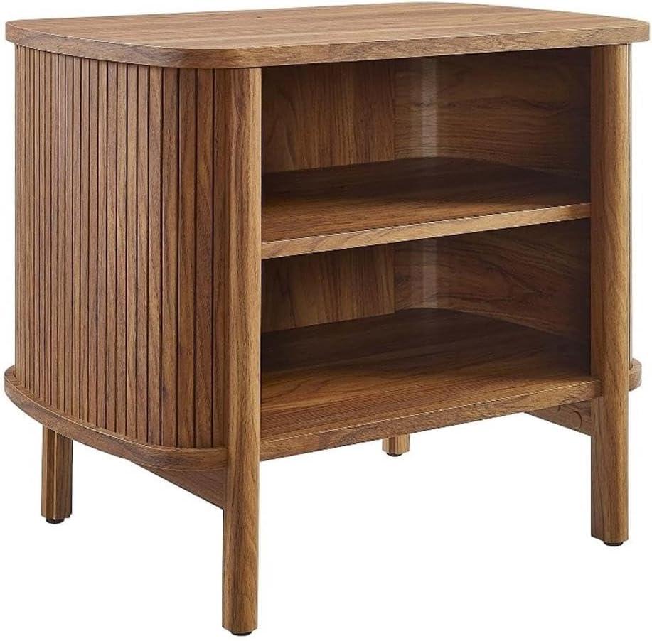 Cadence Walnut Fluted Open Shelf Nightstand